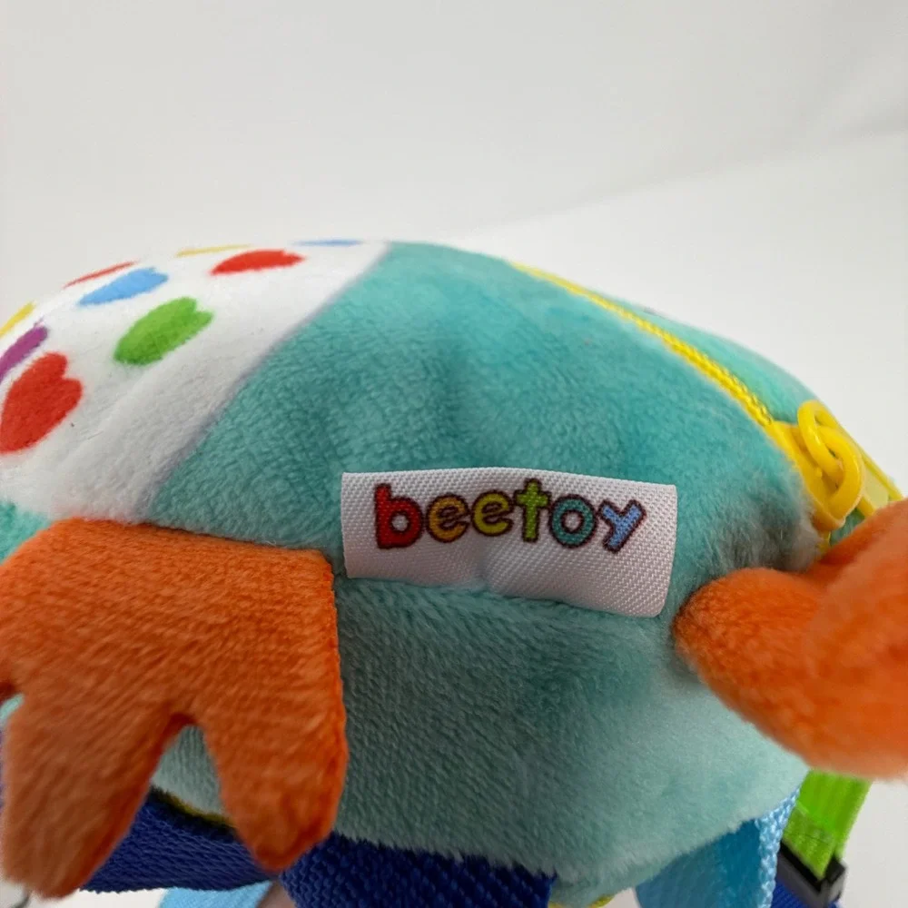 Beetoy Owl Sensory Buckle Toy Toddler Fine Motor Skill Travel Plush Teal Blue